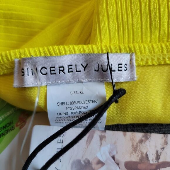 Sincerely Jules neon Yellow Pretty two piece ribbed bikini set in sz Xla… - Picture 4 of 16